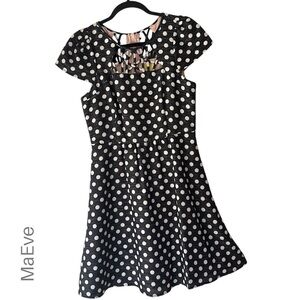 MAEVE | NWOT NICOLA CAP SLEEVE POLKA DOT COTTON DRESS CUTOUT FRONT & BACK | 6
